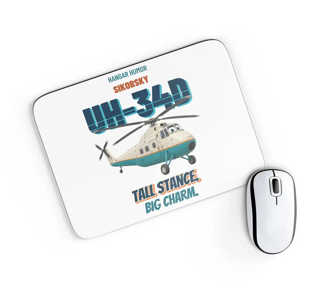 Sikorsky UH-34D Seahorse - Tall stance. Big charm. design on white rectangle mouse pad