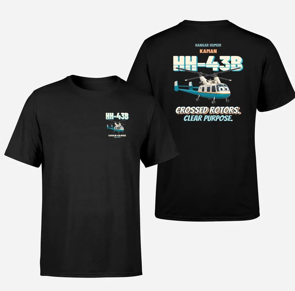 Kaman HH-43B Huskie - Crossed rotors. Clear purpose. - Double-Side T-Shirt design on black double side t shirt