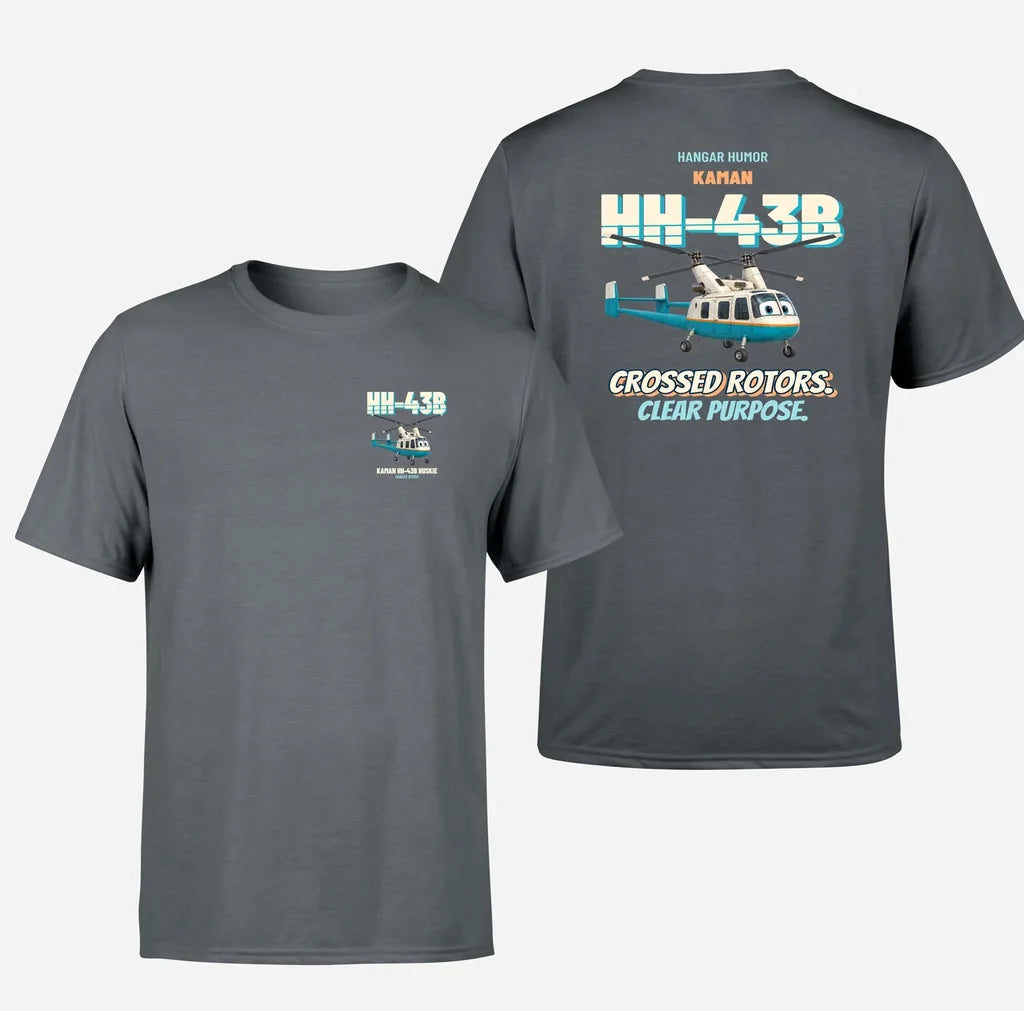Kaman HH-43B Huskie - Crossed rotors. Clear purpose. - Double-Side T-Shirt design on gray double side t shirt