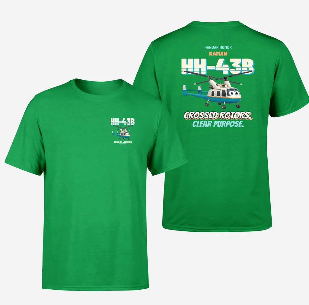 Kaman HH-43B Huskie - Crossed rotors. Clear purpose. - Double-Side T-Shirt design on green double side t shirt