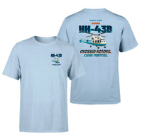 Thumbnail for Kaman HH-43B Huskie - Crossed rotors. Clear purpose. - Double-Side T-Shirt design on lightblue double side t shirt