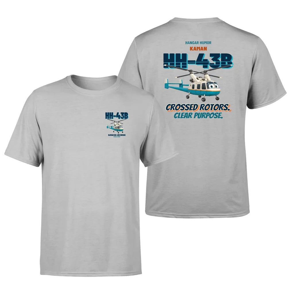 Kaman HH-43B Huskie - Crossed rotors. Clear purpose. - Double-Side T-Shirt design on lightgray double side t shirt
