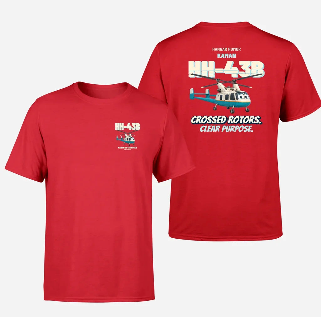 Kaman HH-43B Huskie - Crossed rotors. Clear purpose. - Double-Side T-Shirt design on red double side t shirt