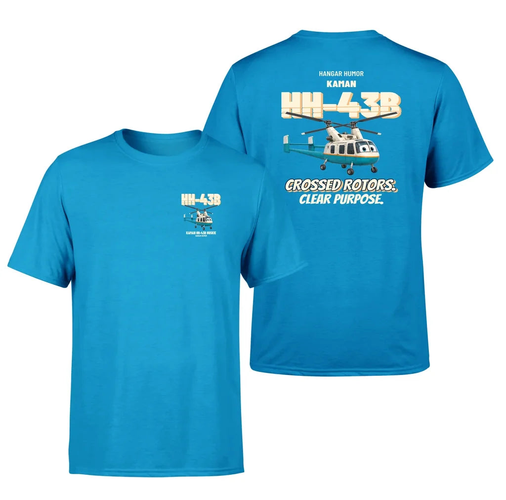 Kaman HH-43B Huskie - Crossed rotors. Clear purpose. - Double-Side T-Shirt design on turquoise double side t shirt