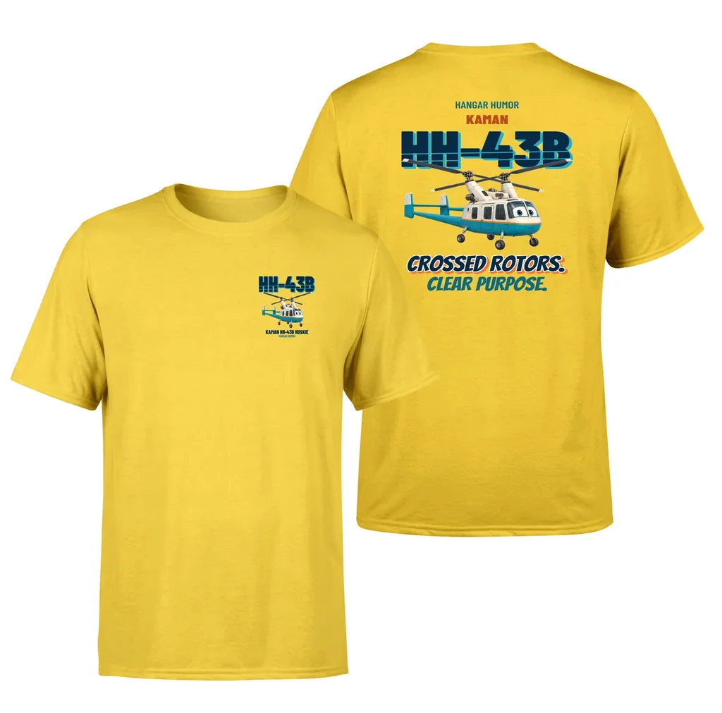 Kaman HH-43B Huskie - Crossed rotors. Clear purpose. - Double-Side T-Shirt design on yellow double side t shirt