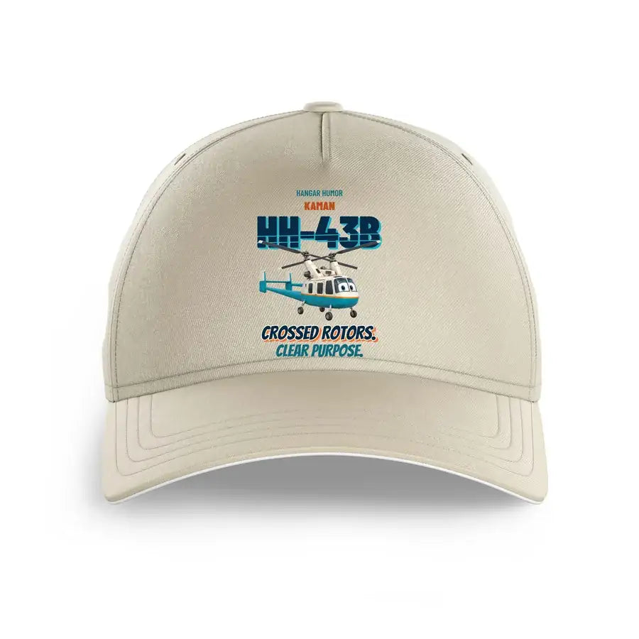 Kaman HH-43B Huskie - Crossed rotors. Clear purpose. design on beige printed hat