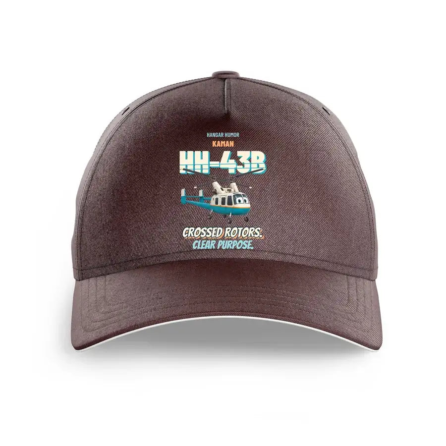 Kaman HH-43B Huskie - Crossed rotors. Clear purpose. design on brown printed hat