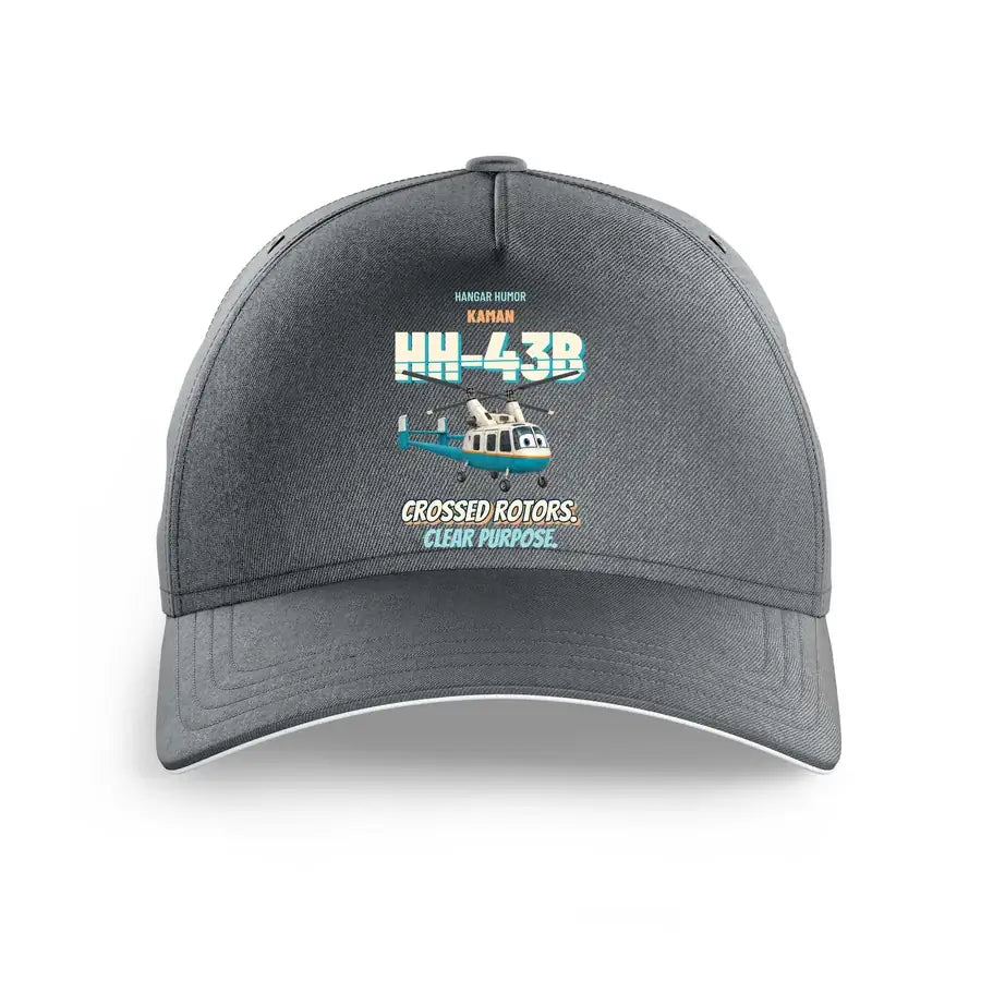 Kaman HH-43B Huskie - Crossed rotors. Clear purpose. design on gray printed hat