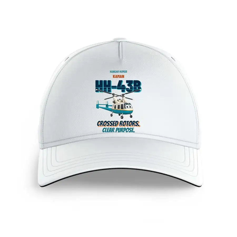 Kaman HH-43B Huskie - Crossed rotors. Clear purpose. design on white printed hat