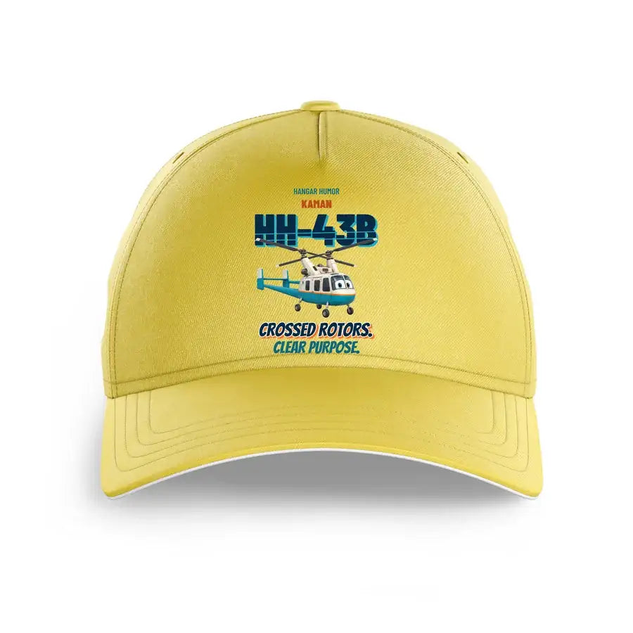 Kaman HH-43B Huskie - Crossed rotors. Clear purpose. design on yellow printed hat