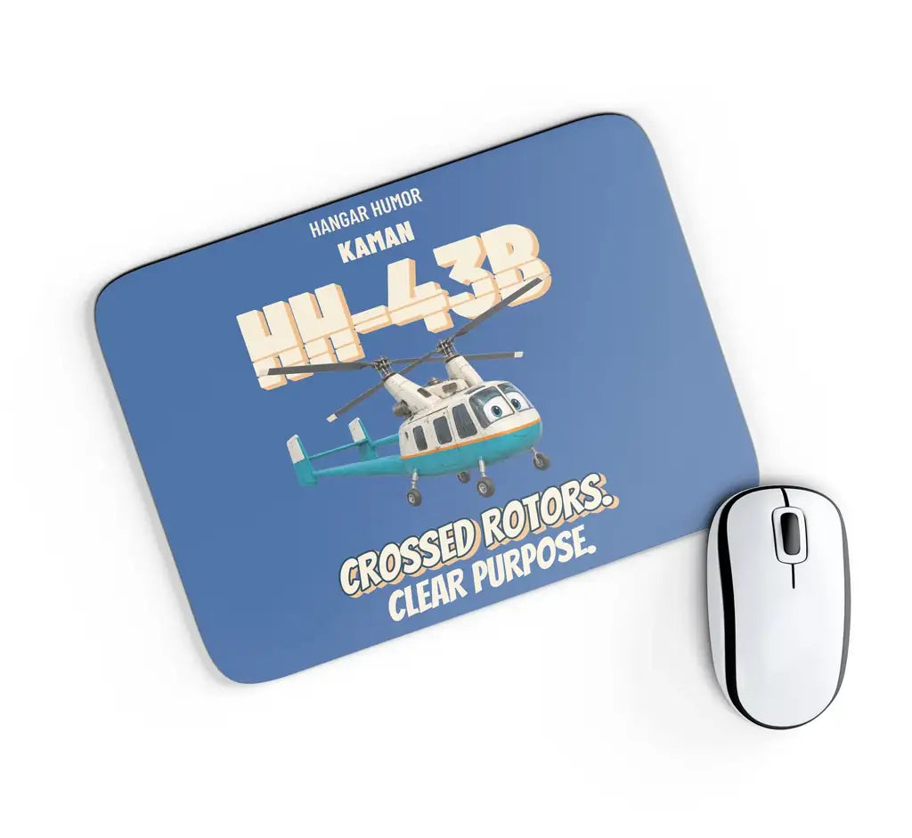 Kaman HH-43B Huskie - Crossed rotors. Clear purpose. design on blue rectangle mouse pad