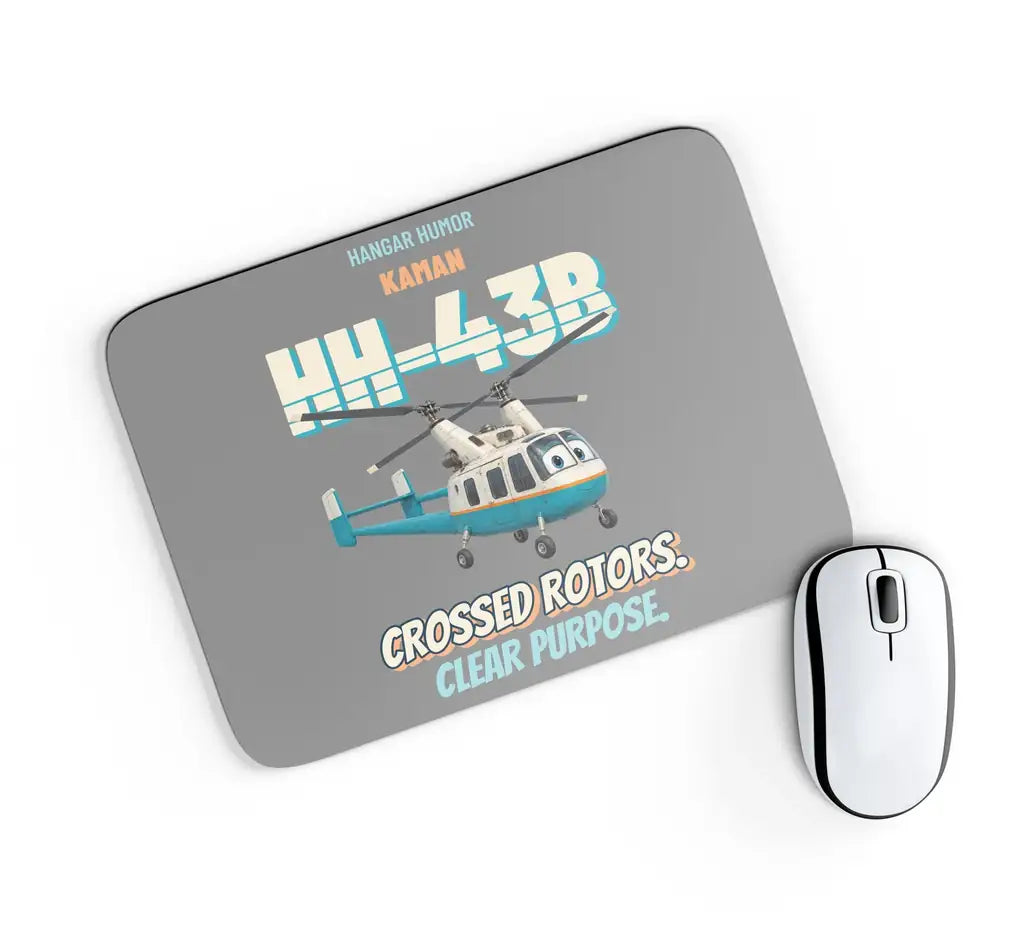 Kaman HH-43B Huskie - Crossed rotors. Clear purpose. design on gray rectangle mouse pad