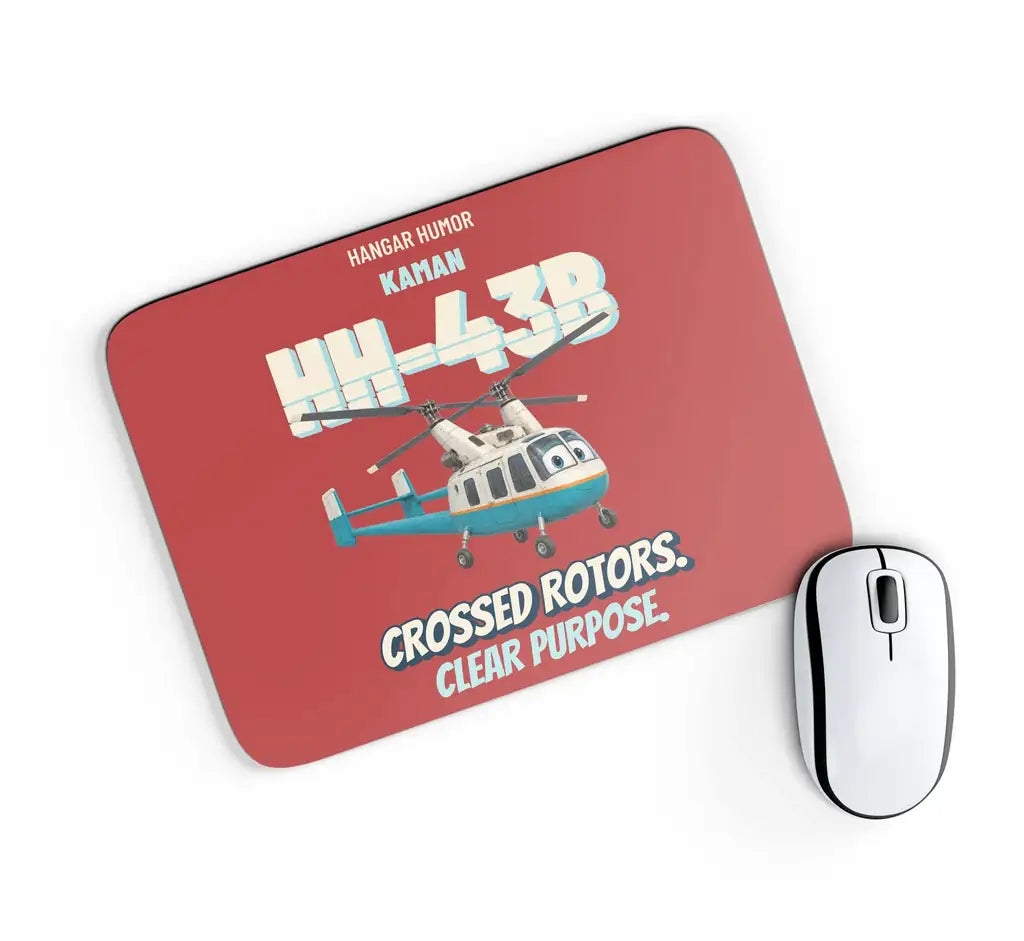 Kaman HH-43B Huskie - Crossed rotors. Clear purpose. design on red rectangle mouse pad