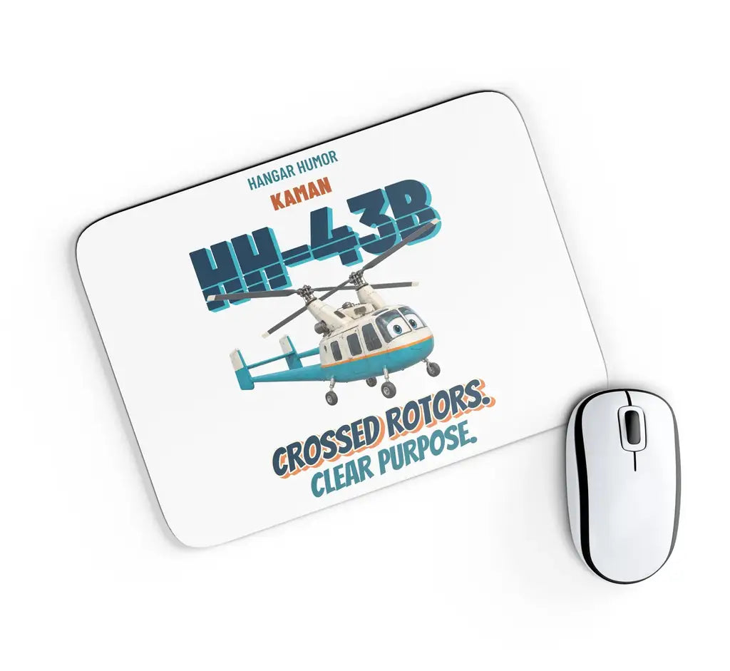 Kaman HH-43B Huskie - Crossed rotors. Clear purpose. design on white rectangle mouse pad