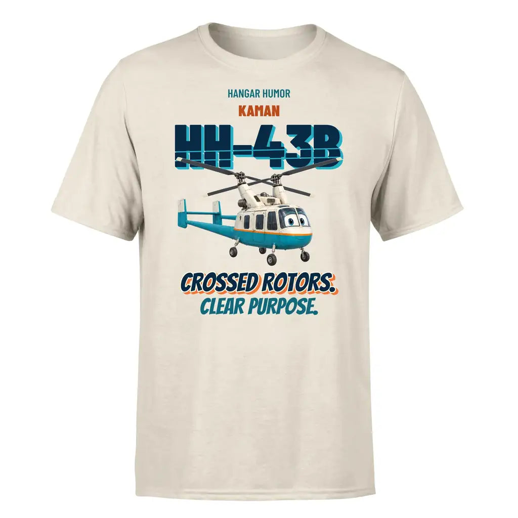 Kaman HH-43B Huskie - Crossed rotors. Clear purpose. - Premium T-Shirt design on beige premium t shirt