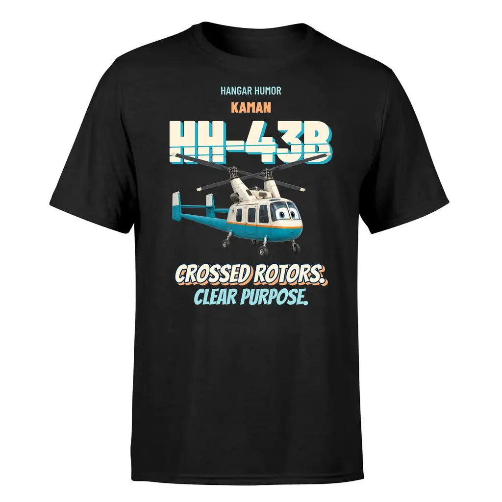 Kaman HH-43B Huskie - Crossed rotors. Clear purpose. - Premium T-Shirt design on black premium t shirt