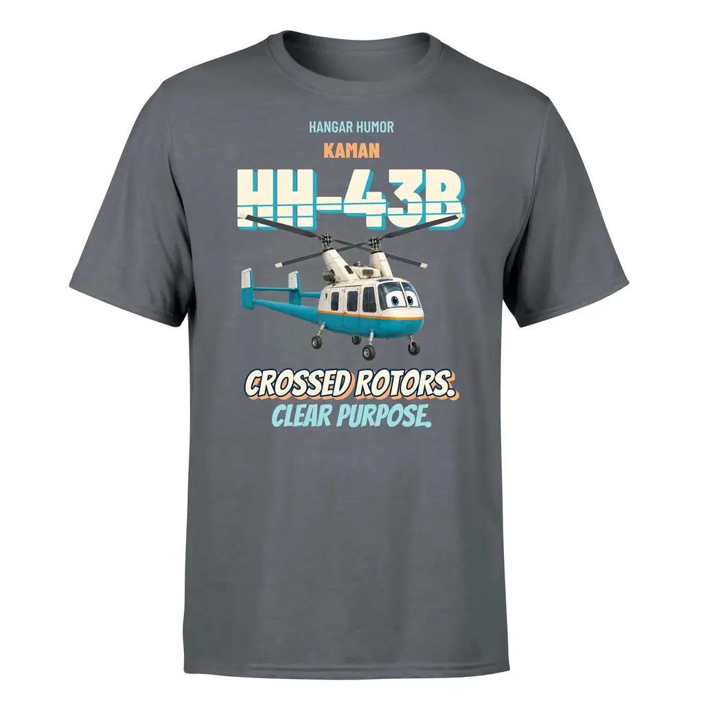Kaman HH-43B Huskie - Crossed rotors. Clear purpose. - Premium T-Shirt design on gray premium t shirt