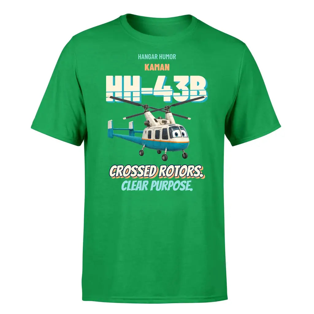 Kaman HH-43B Huskie - Crossed rotors. Clear purpose. - Premium T-Shirt design on green premium t shirt