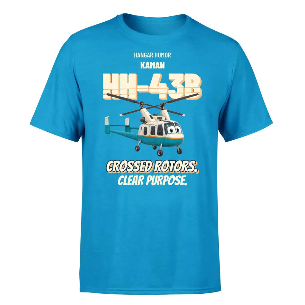 Kaman HH-43B Huskie - Crossed rotors. Clear purpose. - Premium T-Shirt design on turquoise premium t shirt
