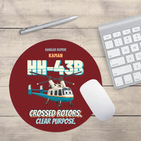 Thumbnail for Kaman HH-43B Huskie - Crossed rotors. Clear purpose. design on dark red round mouse pad