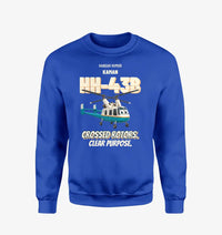 Thumbnail for Kaman HH-43B Huskie - Crossed rotors. Clear purpose. design on blue sweatshirt