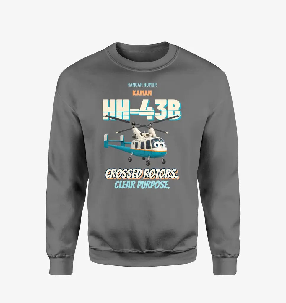 Kaman HH-43B Huskie - Crossed rotors. Clear purpose. design on gray sweatshirt