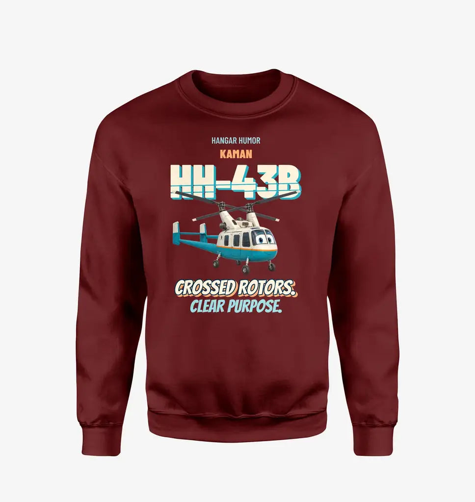 Kaman HH-43B Huskie - Crossed rotors. Clear purpose. design on wine red sweatshirt