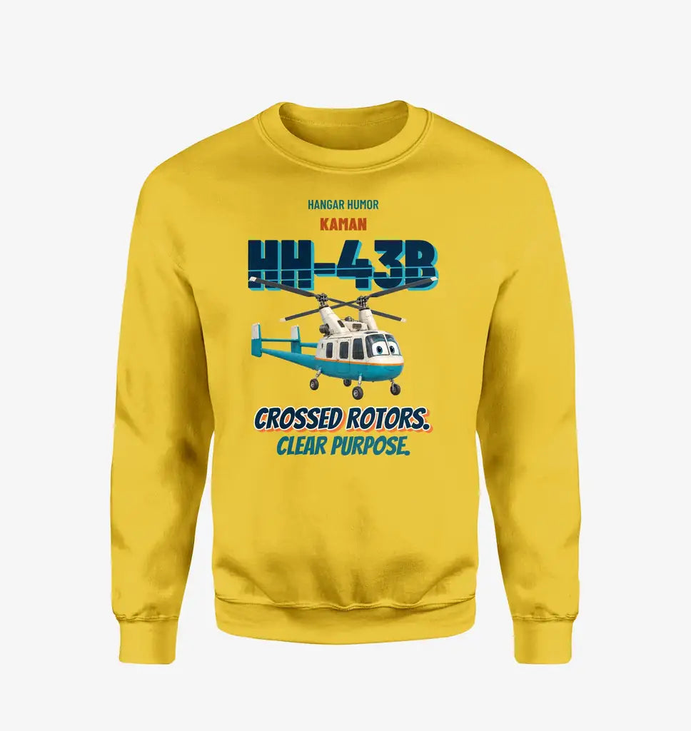 Kaman HH-43B Huskie - Crossed rotors. Clear purpose. design on yellow sweatshirt