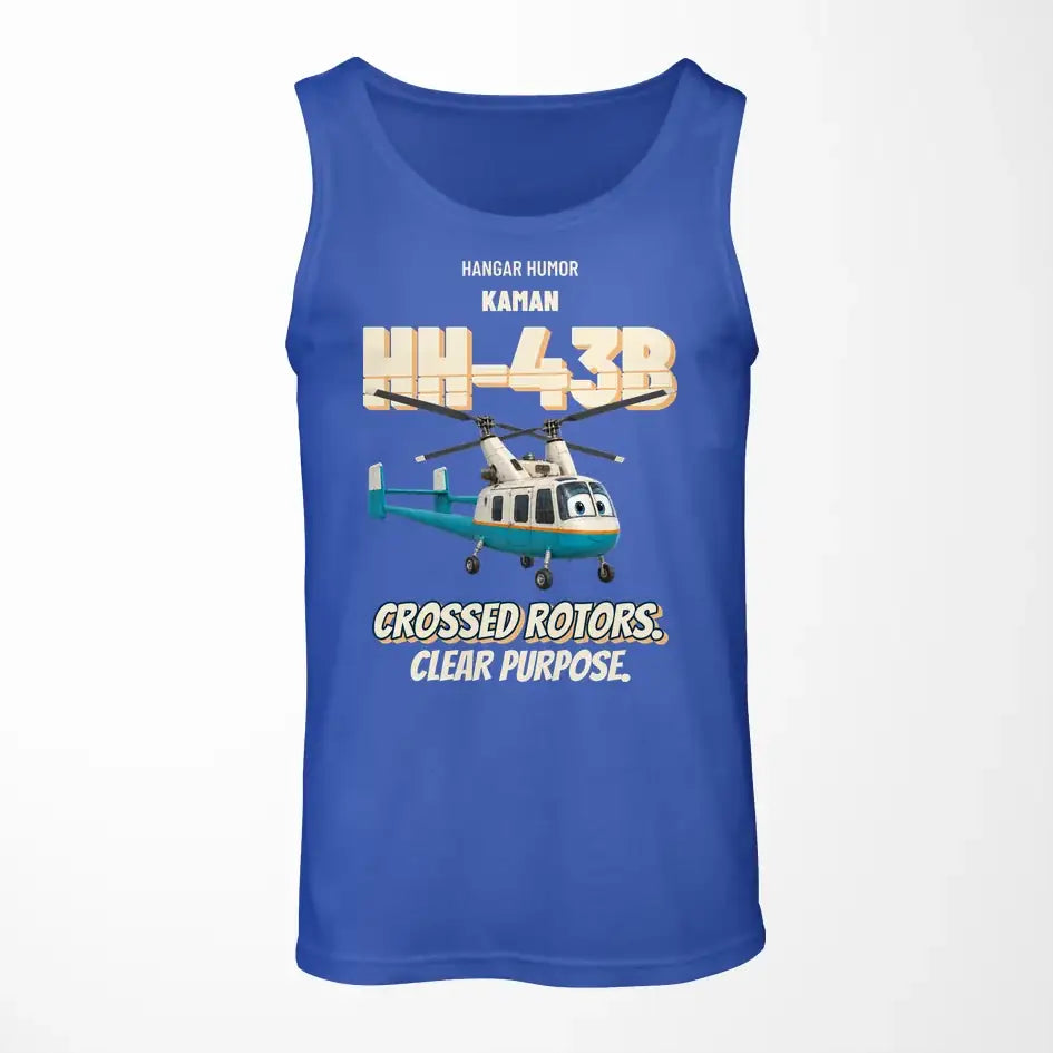 Kaman HH-43B Huskie - Crossed rotors. Clear purpose. design on blue tank top