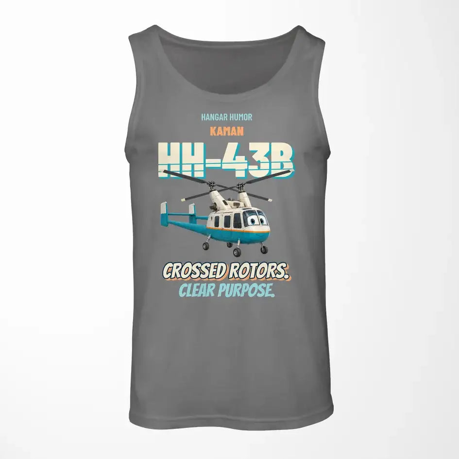 Kaman HH-43B Huskie - Crossed rotors. Clear purpose. design on gray tank top