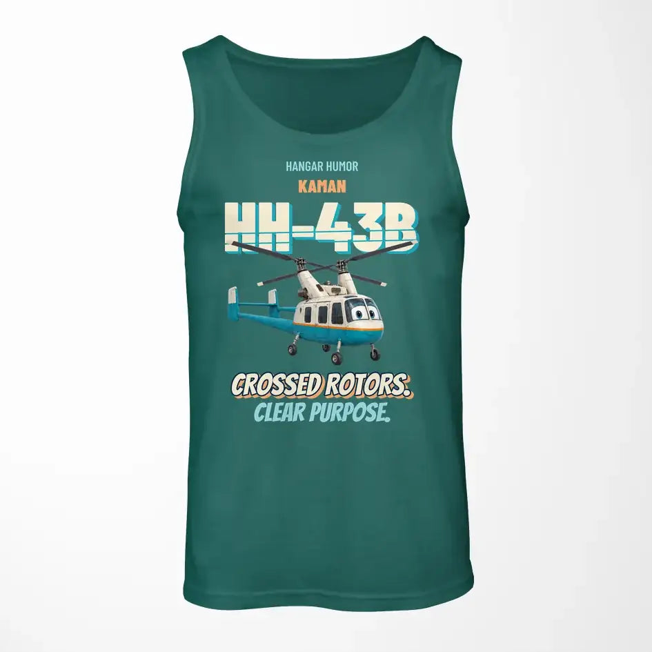Kaman HH-43B Huskie - Crossed rotors. Clear purpose. design on green tank top