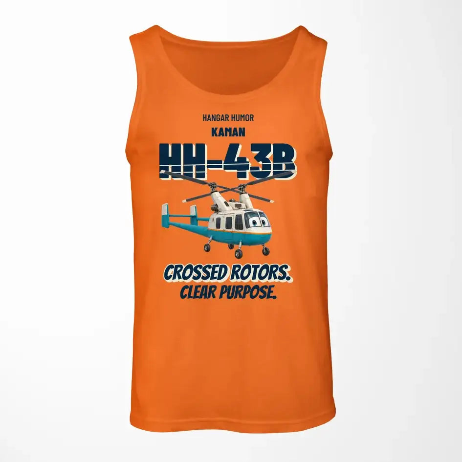 Kaman HH-43B Huskie - Crossed rotors. Clear purpose. design on orange tank top