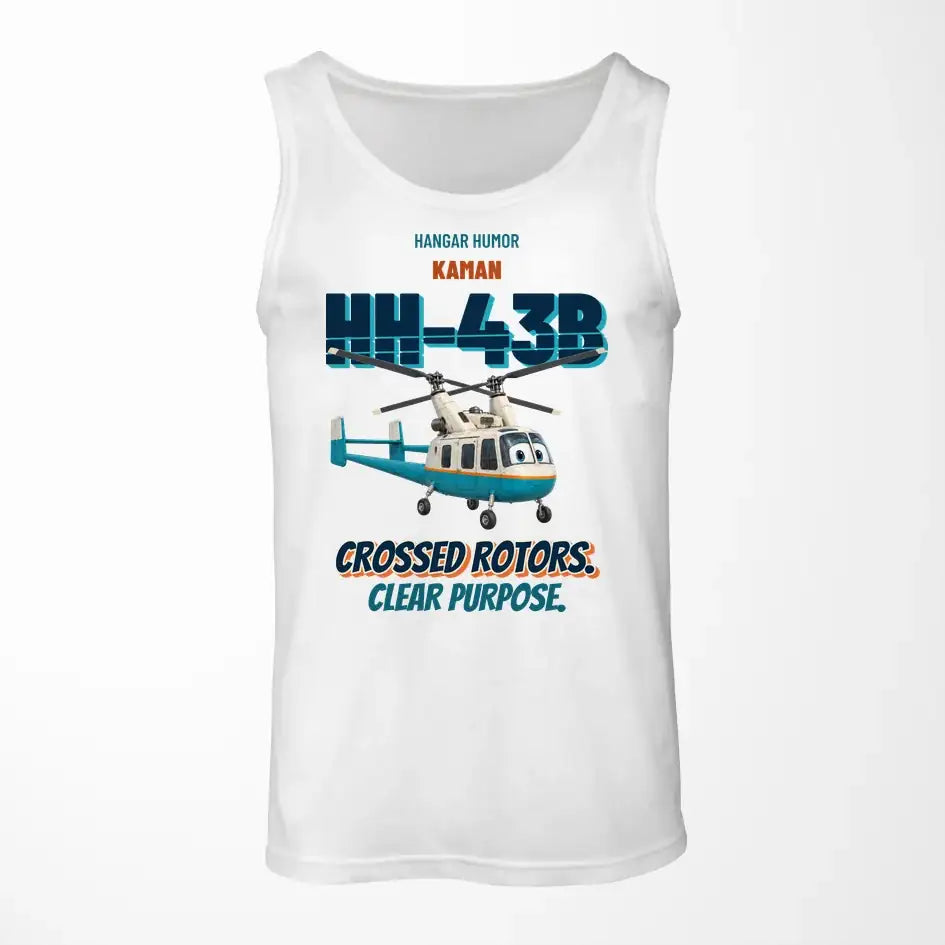 Kaman HH-43B Huskie - Crossed rotors. Clear purpose. design on white tank top