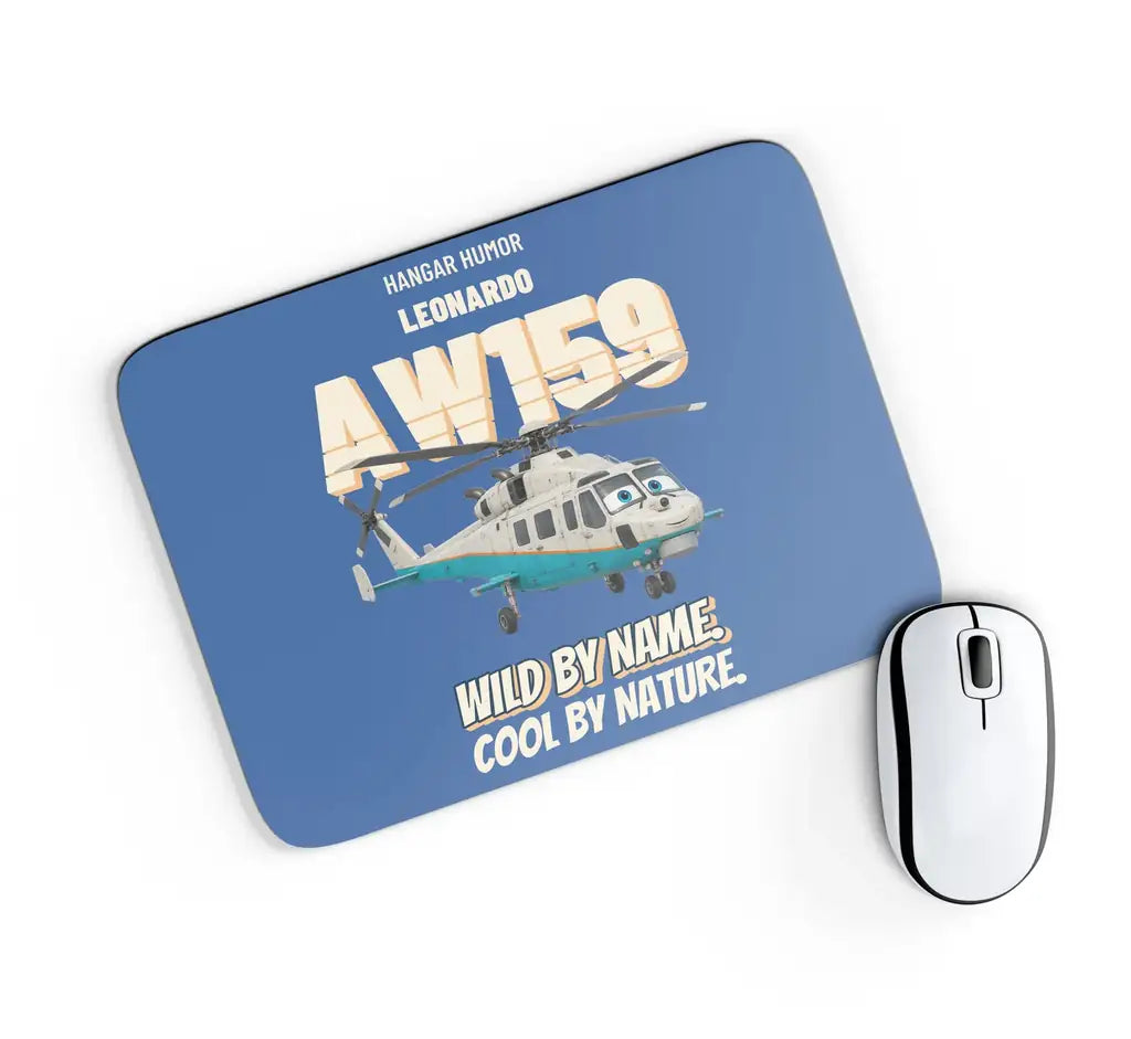 Leonardo AW159 Wildcat - Wild by name. Cool by nature. design on blue rectangle mouse pad
