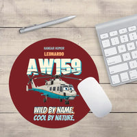 Thumbnail for Leonardo AW159 Wildcat - Wild by name. Cool by nature. design on dark red round mouse pad