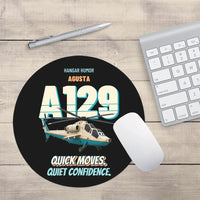 Thumbnail for Agusta A129 Mangusta - Quick moves. Quiet confidence. design on black round mouse pad
