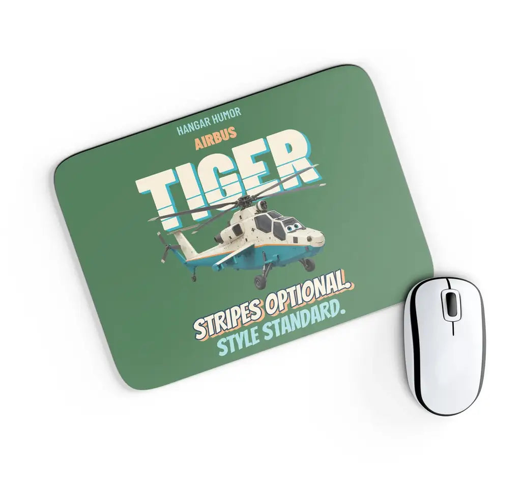 Airbus TIGER HAP - Stripes optional. Style standard. design on green rectangle mouse pad