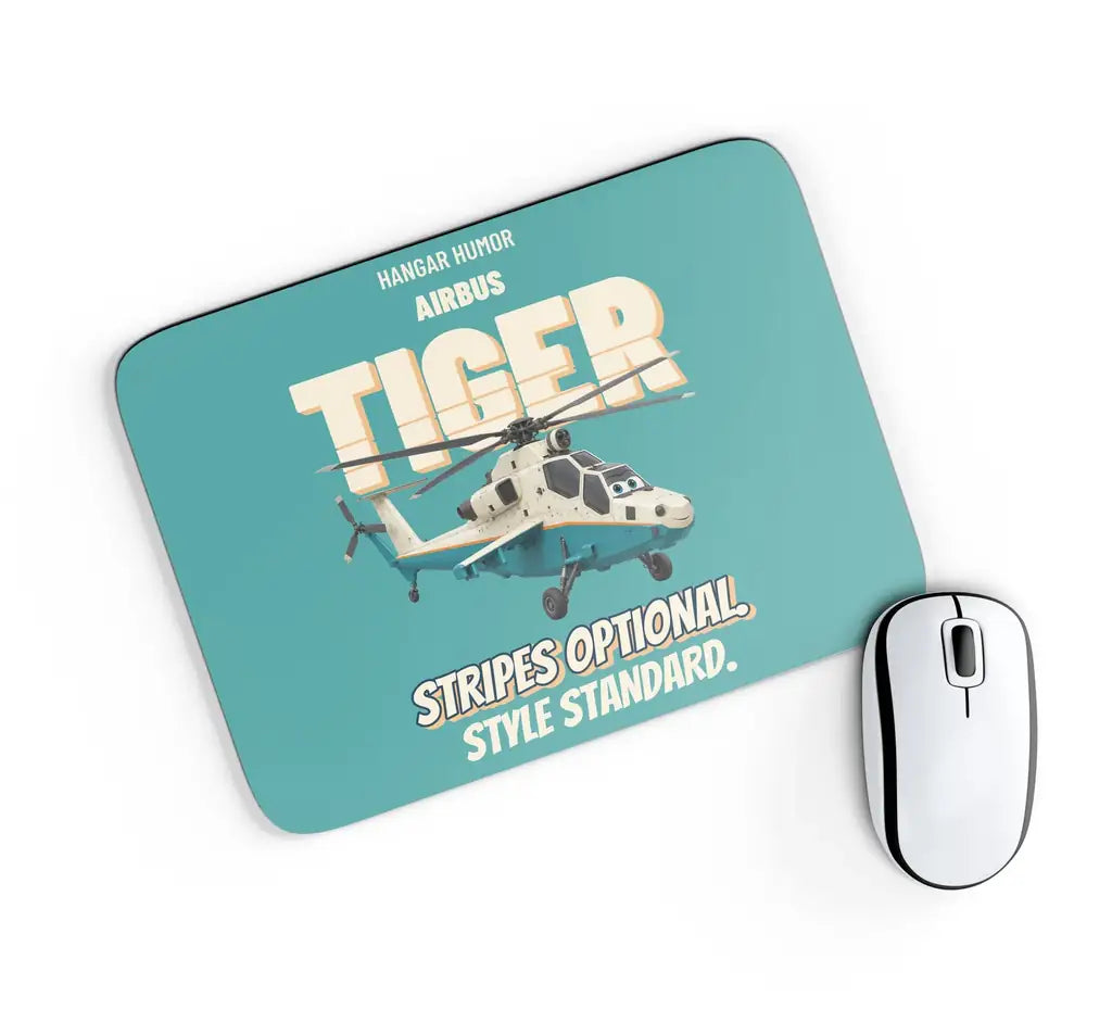 Airbus TIGER HAP - Stripes optional. Style standard. design on turquoise rectangle mouse pad
