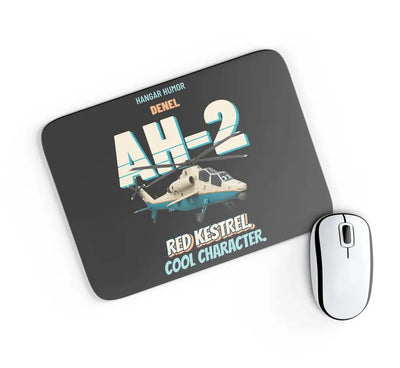 Denel AH-2 Rooivalk - Red kestrel. Cool character. design on black rectangle mouse pad