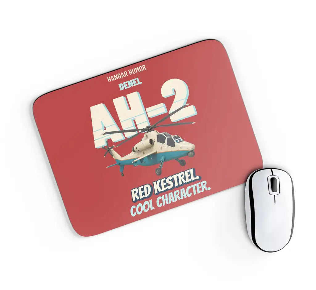 Denel AH-2 Rooivalk - Red kestrel. Cool character. design on red rectangle mouse pad