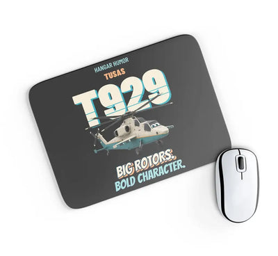 TUSAS T929 ATAK II - Big rotors. Bold character. design on black rectangle mouse pad