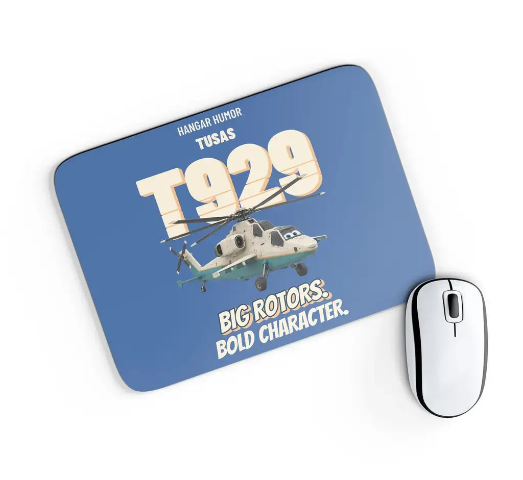 TUSAS T929 ATAK II - Big rotors. Bold character. design on blue rectangle mouse pad