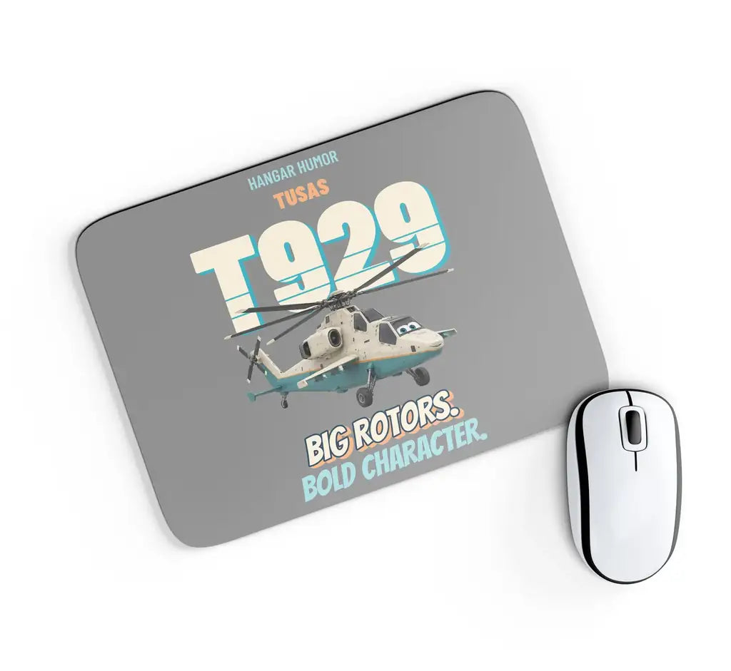 TUSAS T929 ATAK II - Big rotors. Bold character. design on gray rectangle mouse pad