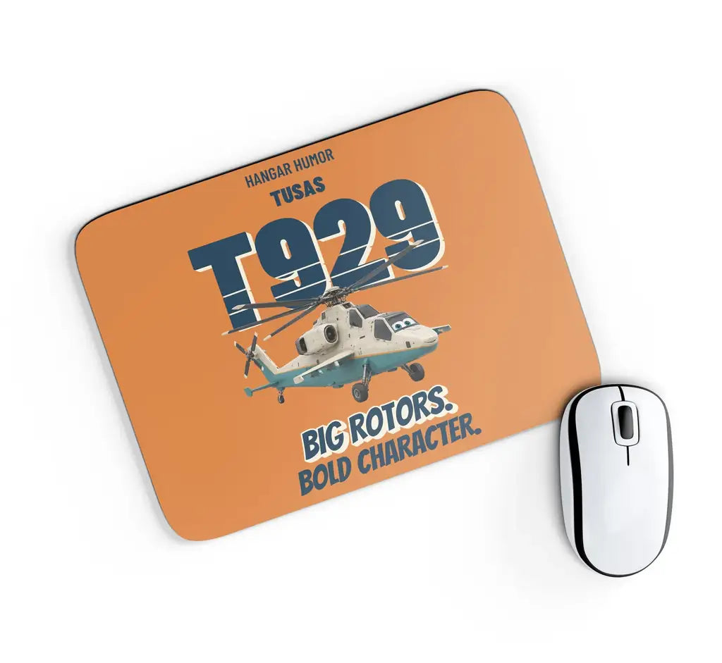 TUSAS T929 ATAK II - Big rotors. Bold character. design on orange rectangle mouse pad