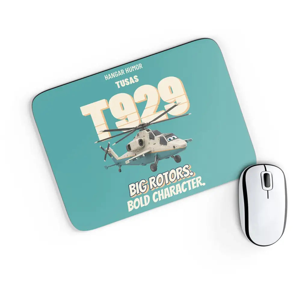 TUSAS T929 ATAK II - Big rotors. Bold character. design on turquoise rectangle mouse pad