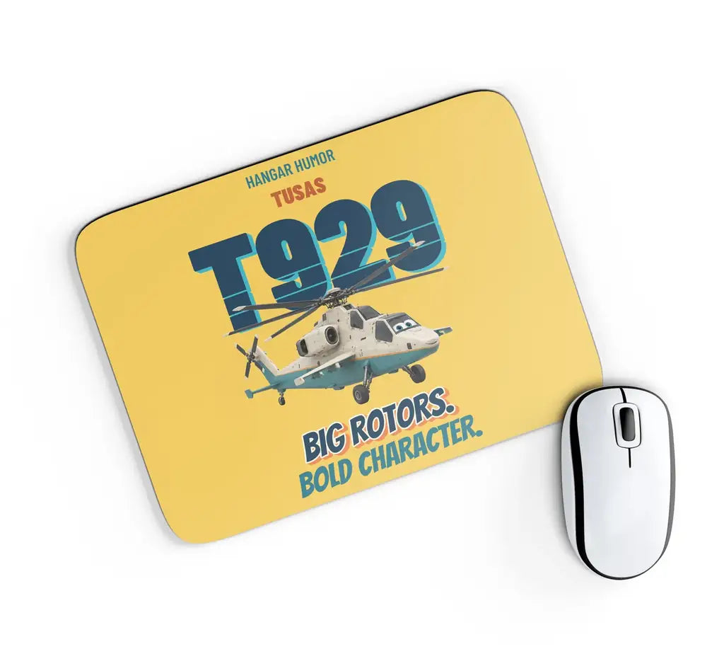 TUSAS T929 ATAK II - Big rotors. Bold character. design on yellow rectangle mouse pad