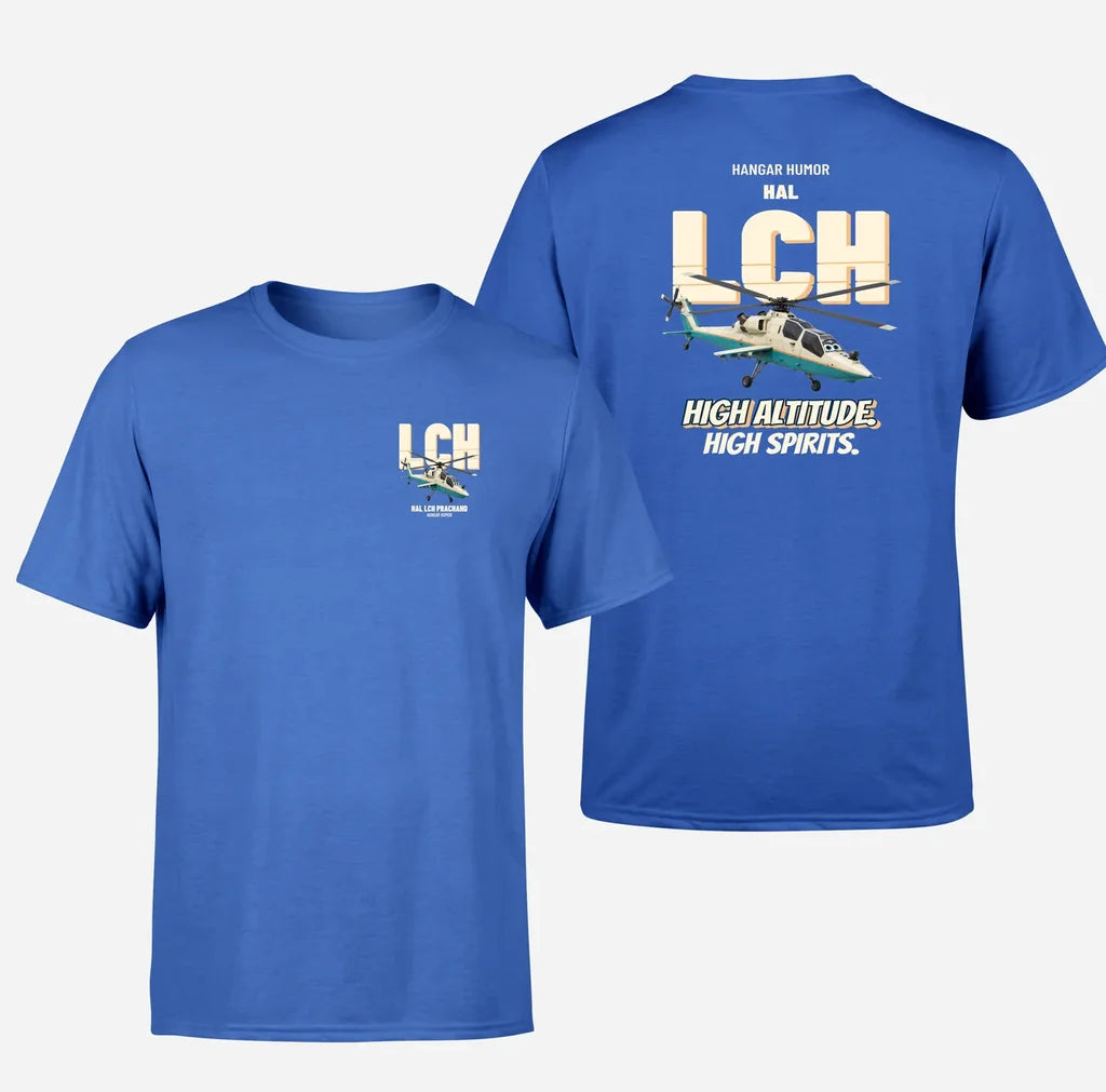 HAL LCH Prachand - High altitude. High spirits. - Double-Side T-Shirt design on blue double side t shirt