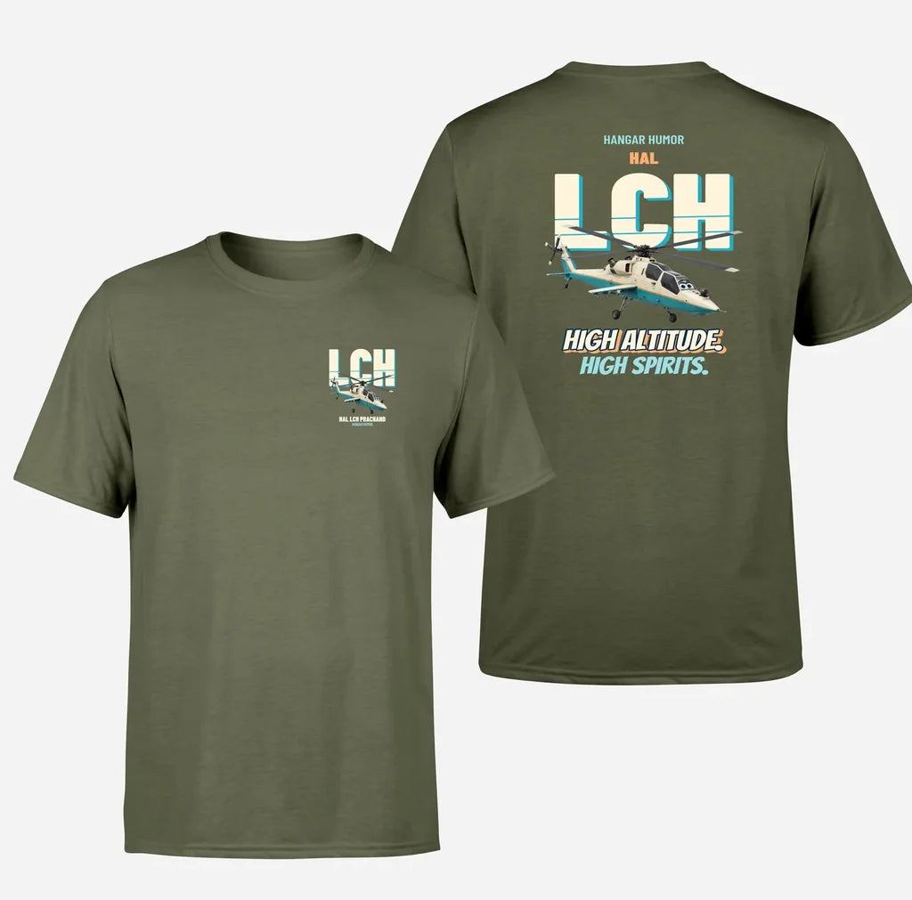 HAL LCH Prachand - High altitude. High spirits. - Double-Side T-Shirt design on greenarmy double side t shirt