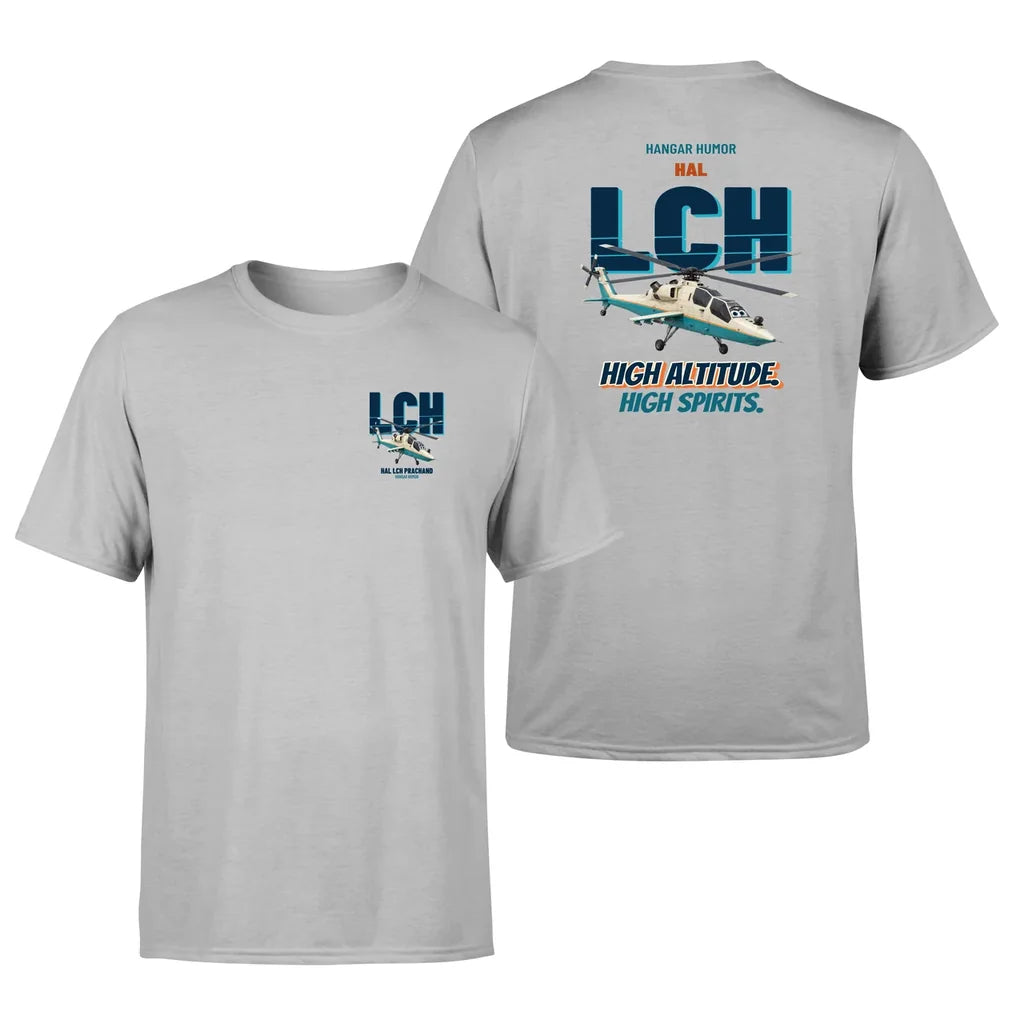 HAL LCH Prachand - High altitude. High spirits. - Double-Side T-Shirt design on lightgray double side t shirt