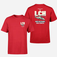 Thumbnail for HAL LCH Prachand - High altitude. High spirits. - Double-Side T-Shirt design on red double side t shirt